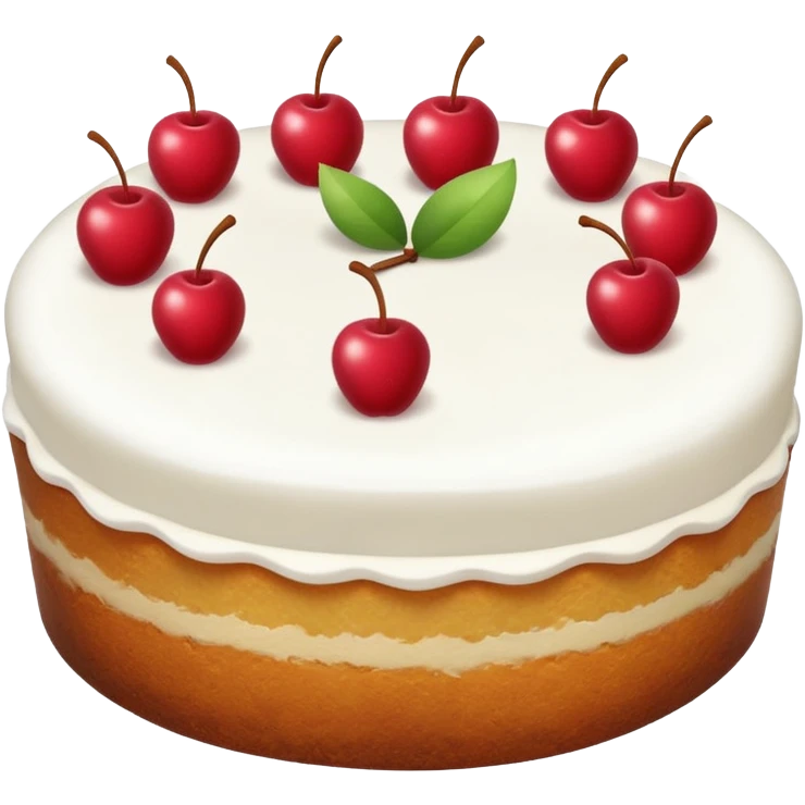 whole white fruit cake, simple, clear emoji