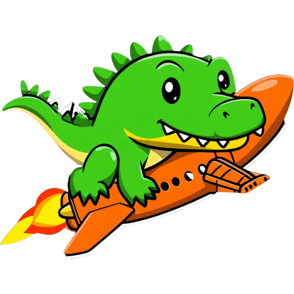 Crocodile plane with explosions behind it emoji