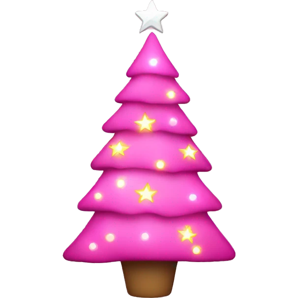 Pink Christmas tree with a star and lights emoji