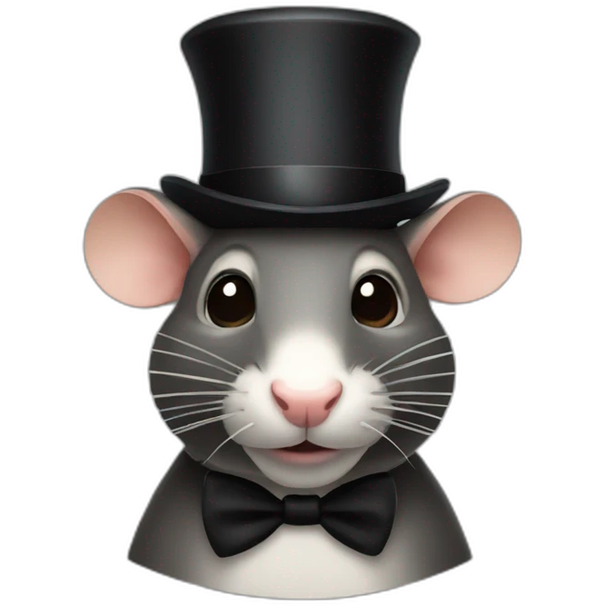 front facing rats face wearing a bowler hat emoji
