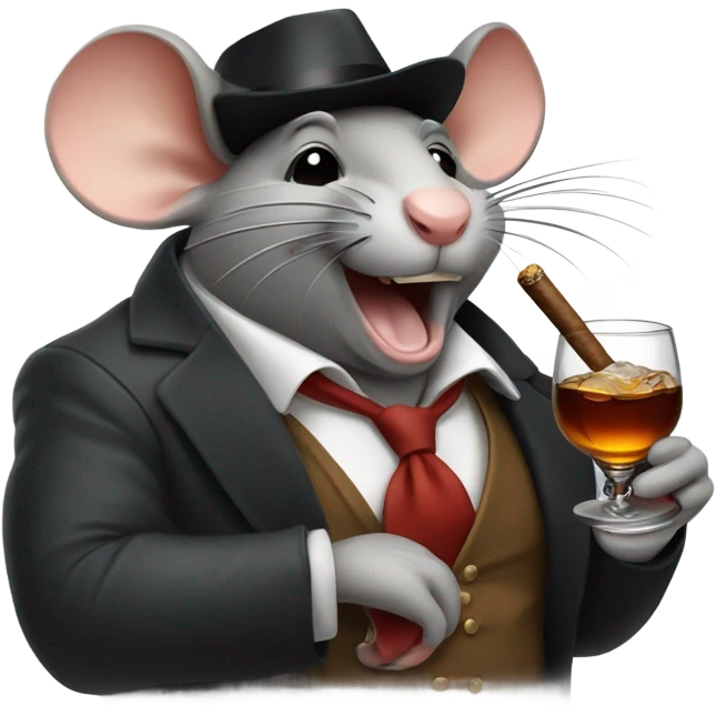 Rat smoking a cigar and drinking bourbon  emoji