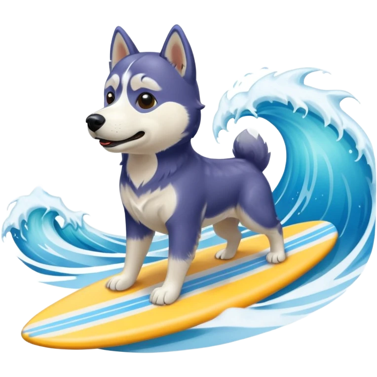 Husky dog surfing  emoji