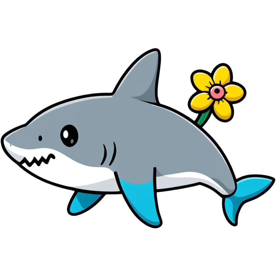 shark with a flower on its head emoji