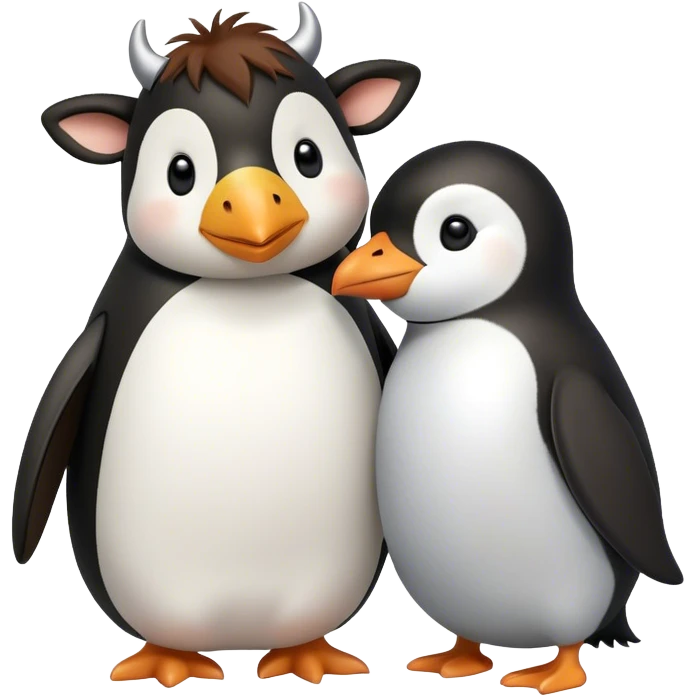 Cow and penguin in love emoji