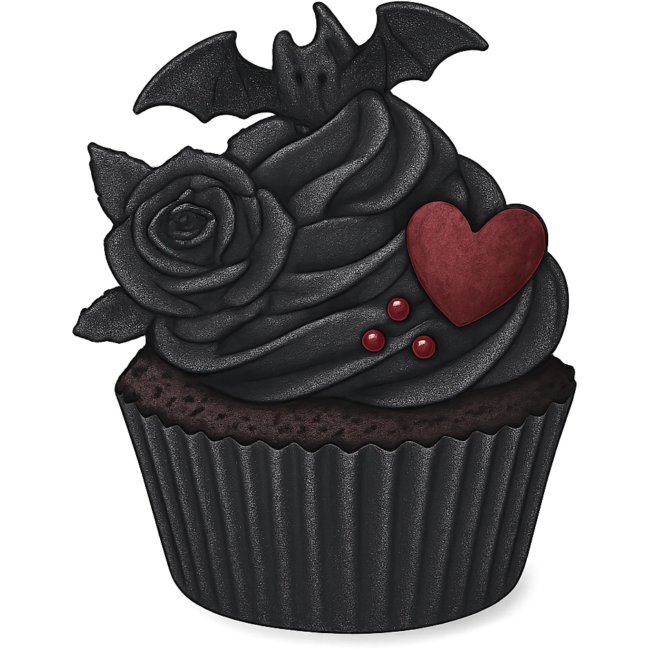 Gothic cupcake in f lite style, no background emoji