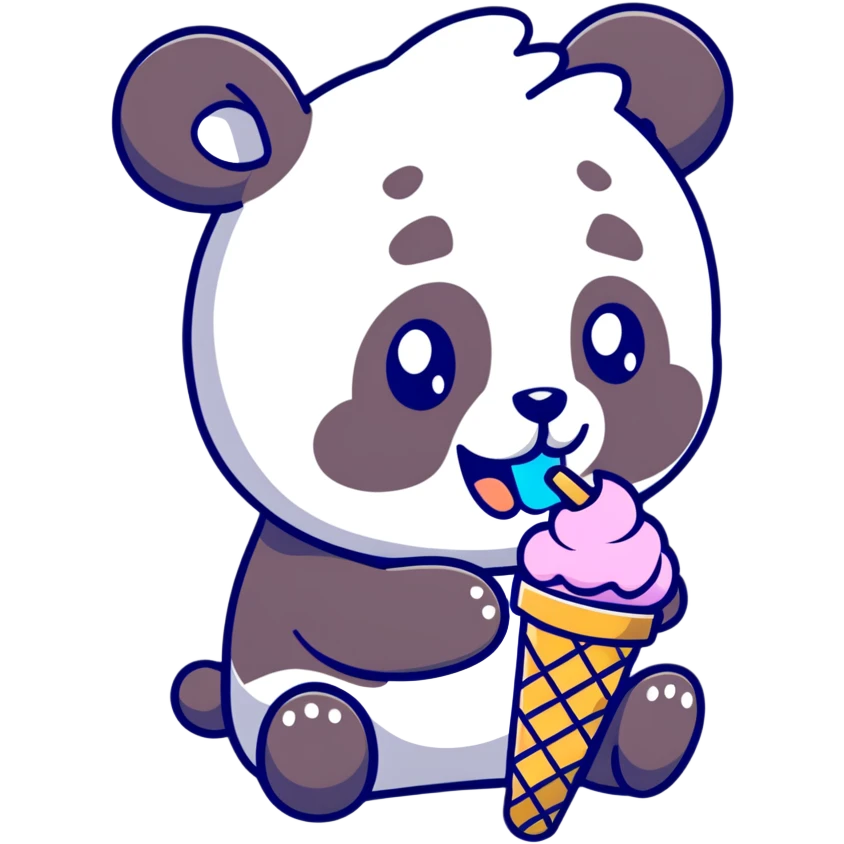 Panda eating ice cream emoji