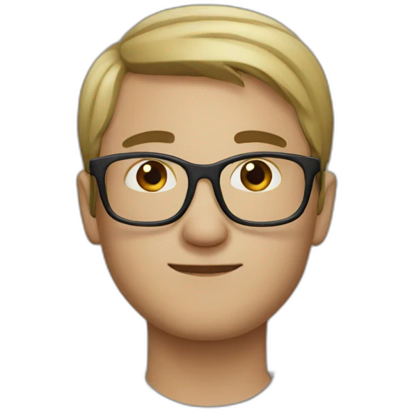 Man round face with glasses and low hair emoji