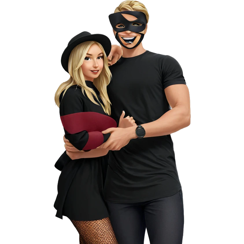 blonde girl and masked boy emoji