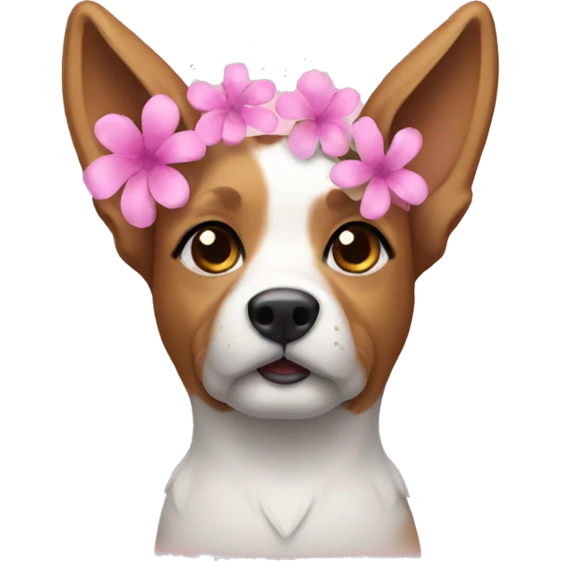dog with pink flower ears emoji