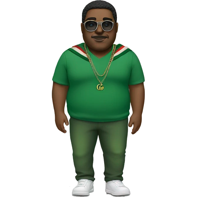 Heavy guy wearing gucci green smoke  emoji