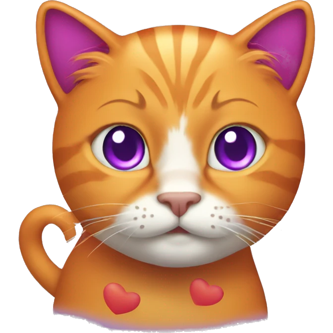 Orange cat with purple hearts emoji
