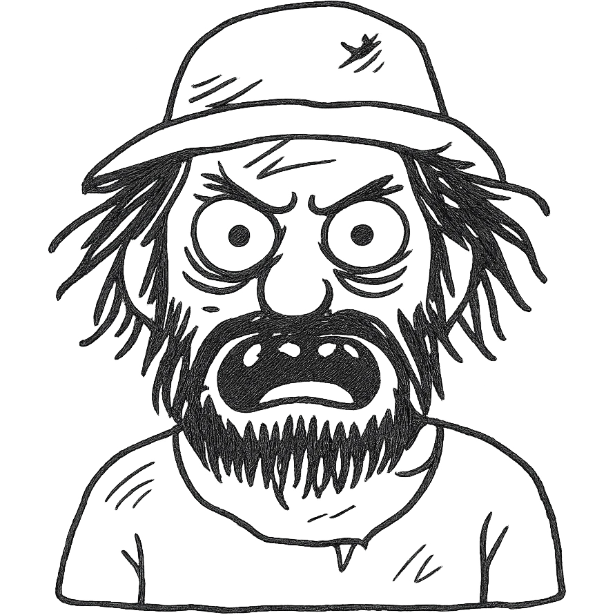 scary hobo, hand drawn icon style emoji