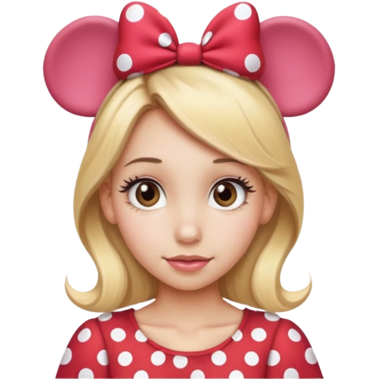 Skinny girl Hazel eyes blonde hair Minnie mouse ears emoji