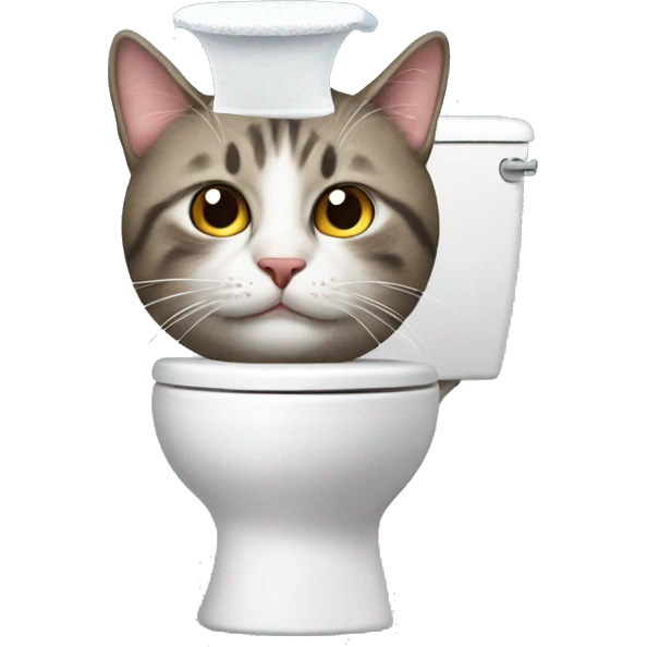 Cat with toilet on its head emoji