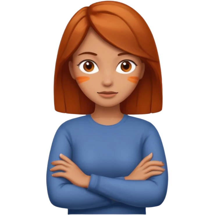 woman crossing her arms, orange skin, brown hair emoji