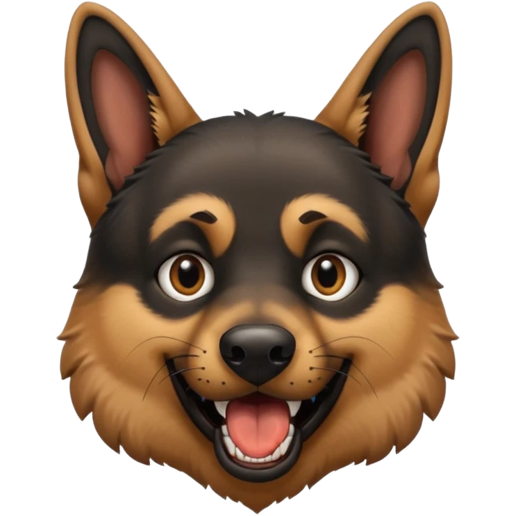 Evil German shepherd head with open mouth emoji