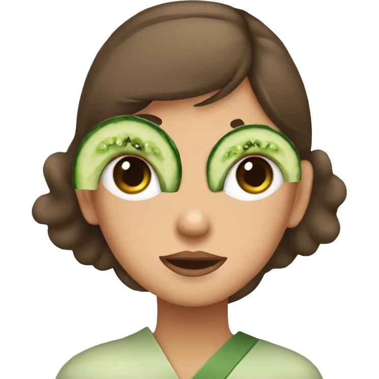 girl with cucumbers on her eyes eating sushi emoji