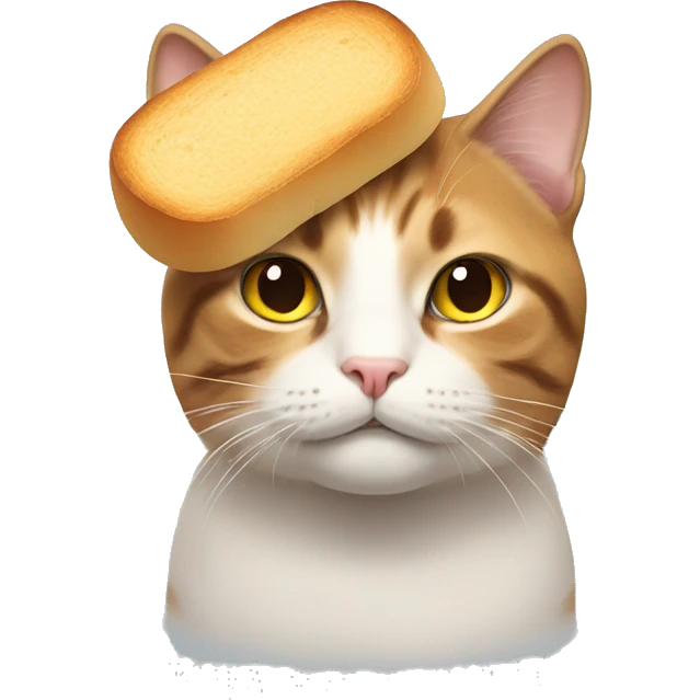 cat with a piece of bread on top of its head emoji