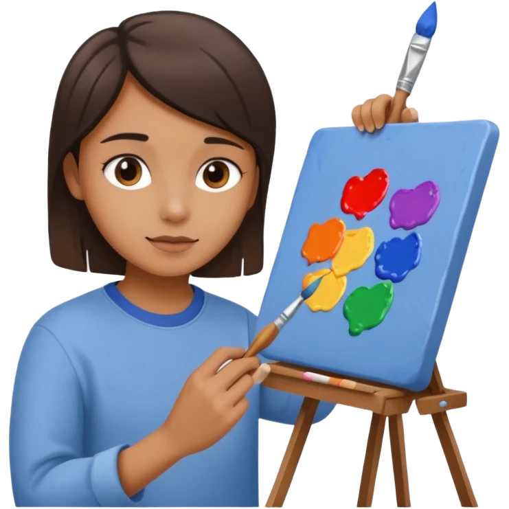 person quietly painting on canvas emoji