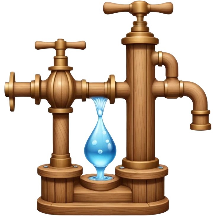 Ghibli style water pump with water pouring out of it emoji
