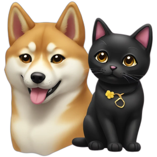 lovely shibainu & black cat emoji