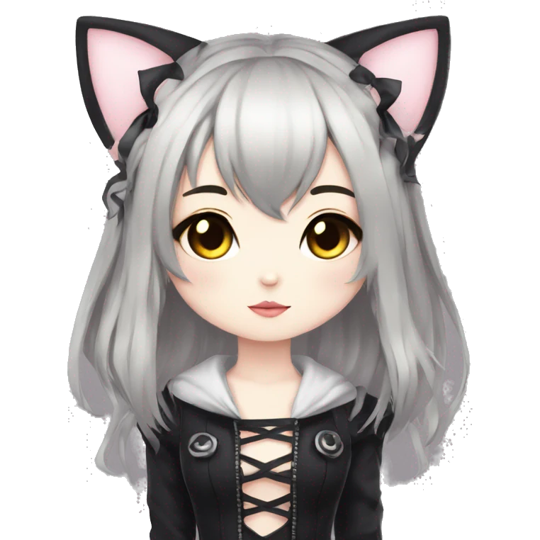 Edgy Kawaii Cute Cool Beautiful Elegant Pretty Anime Gothic Catgirl emoji