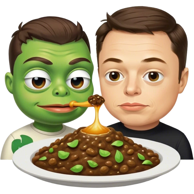 Pepe and Elon musk combined eating poop emoji