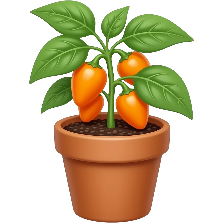 orange habanero plant in the pot emoji
