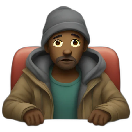 Homeless guy on train emoji
