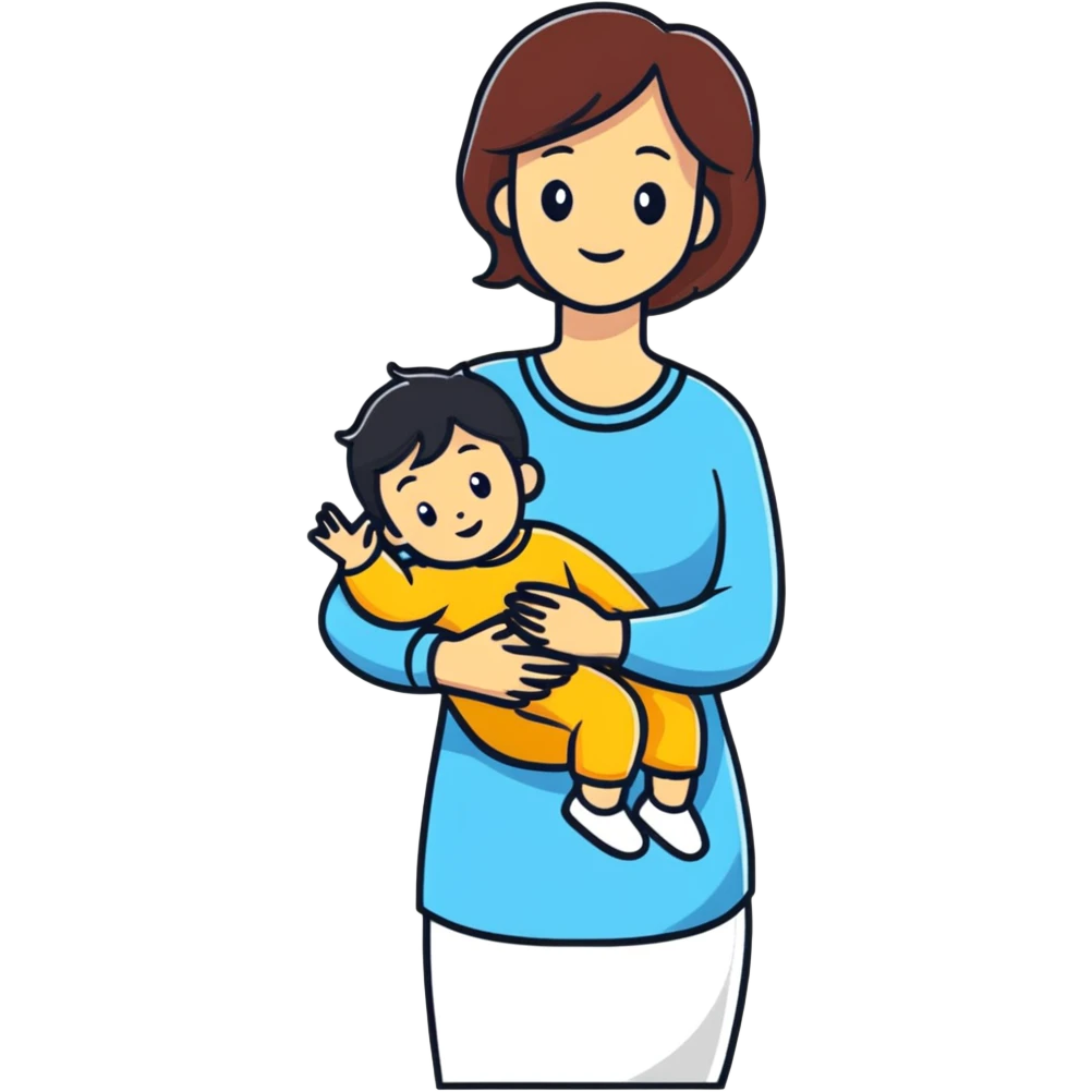 cartoon mom holding a child emoji