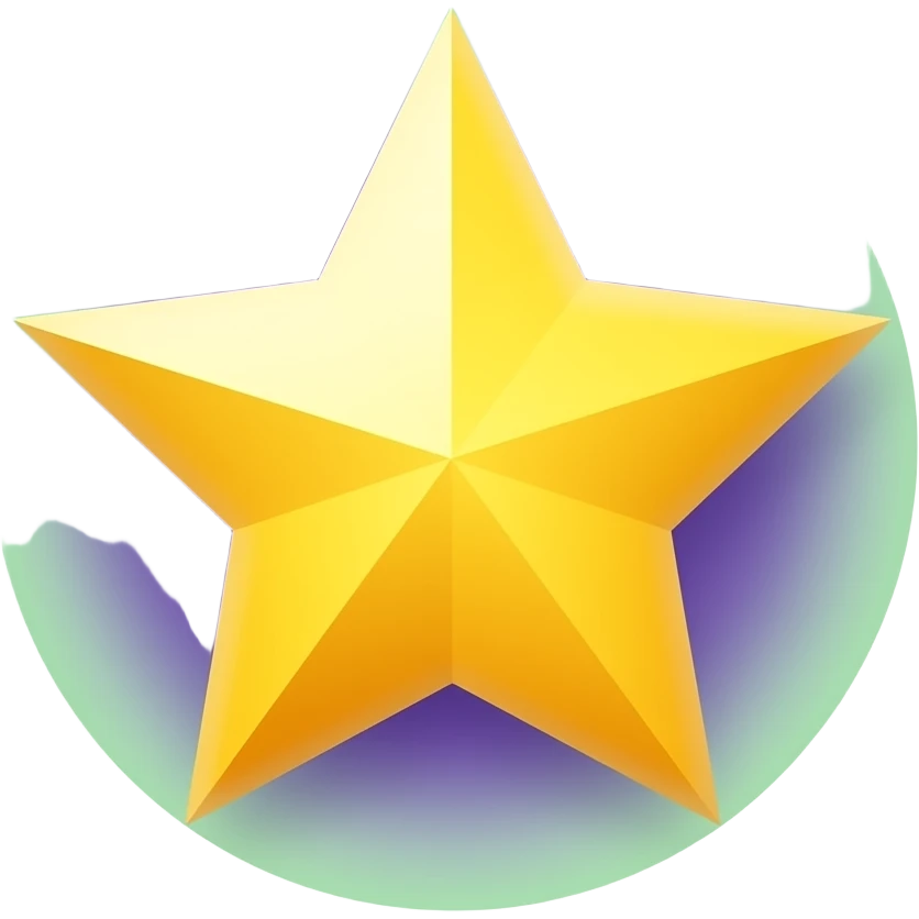 Aether: “Glowing golden yellow star with purple and green ethereal aura, spirit element symbol, mystical flat vector with radiant glow” emoji