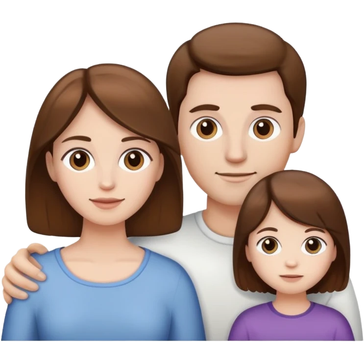 woman, man and child all brown hair and white skin emoji