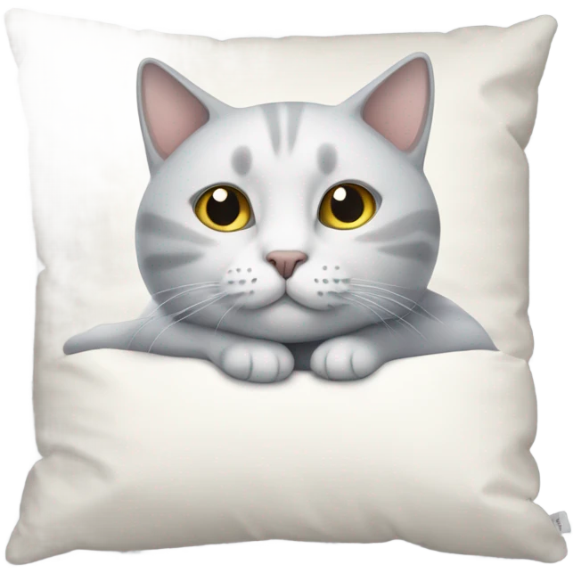 White-grey cat laying on the pillow emoji
