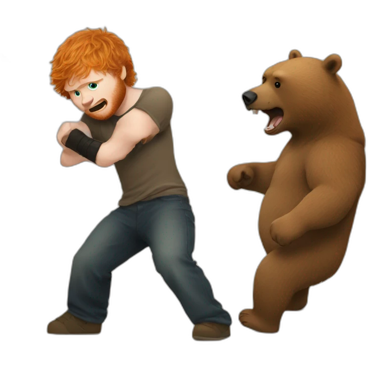 ed sheeran fight with a bear emoji