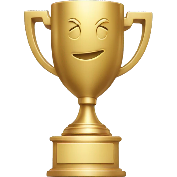 gold trophy with engraved letters S.D emoji