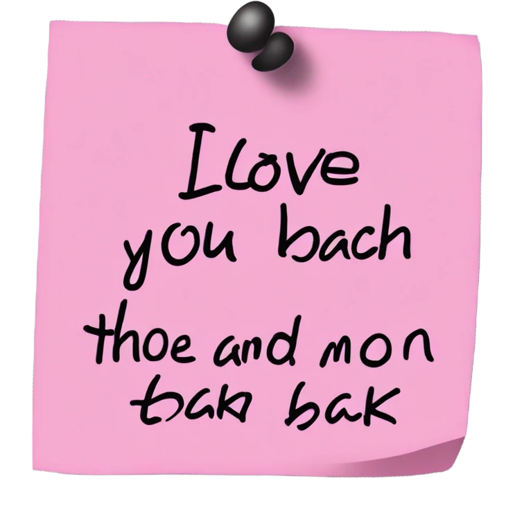 pink sticky note that says i love you to the moon and back emoji