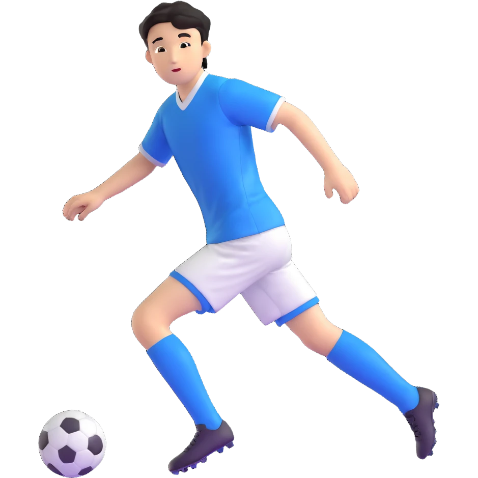 Japanese male high school student playing soccer in sports uniform emoji