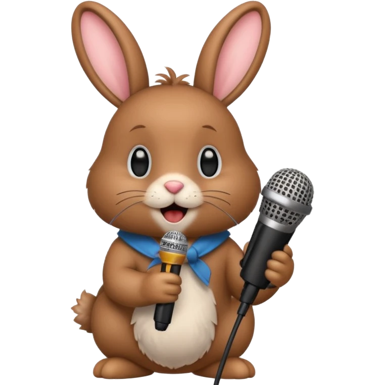 brown bunnie singing to mic emoji