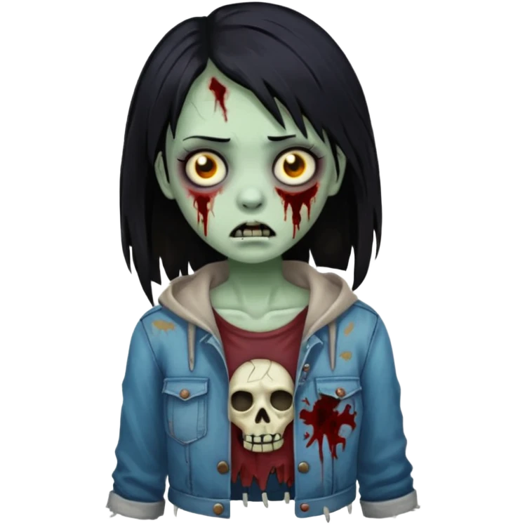 zombie girl with black hair emoji