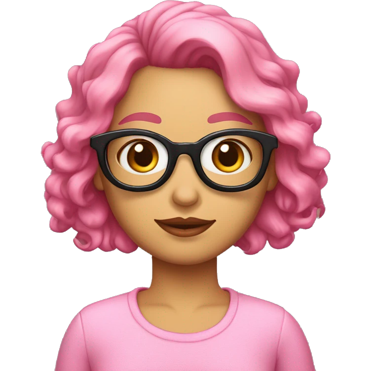 uma mulher loira cabelo curto, camisa rosa de oculos e cara de julgamento emoji