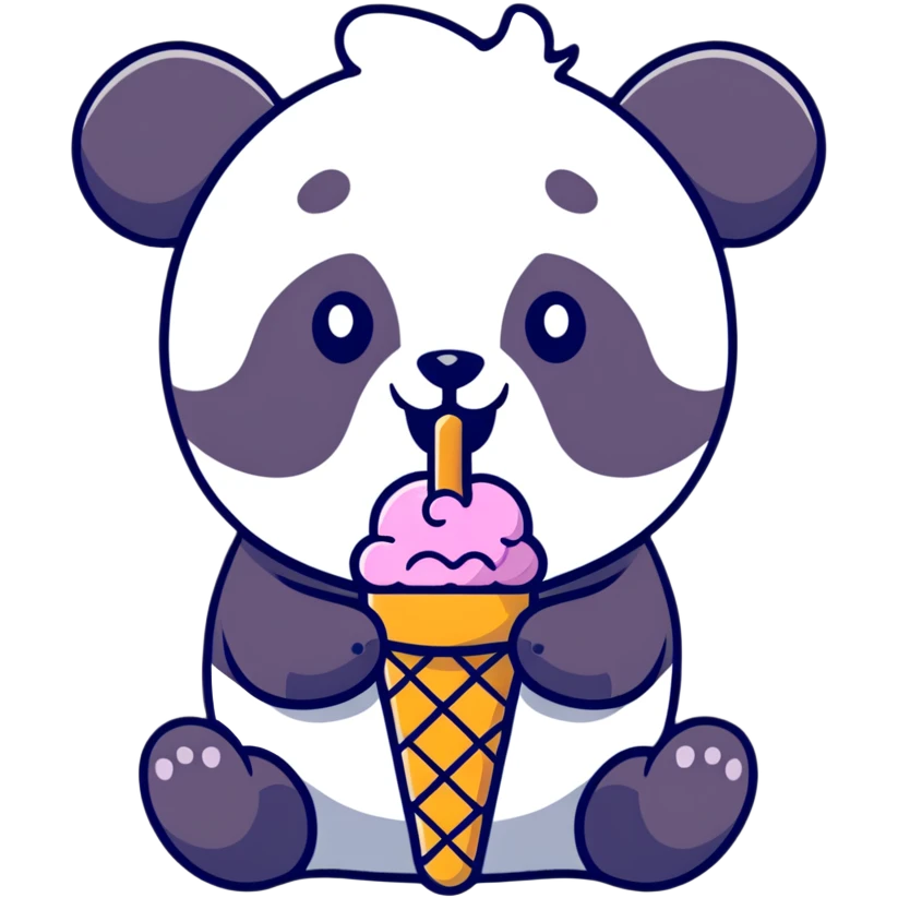 Panda eating ice cream emoji