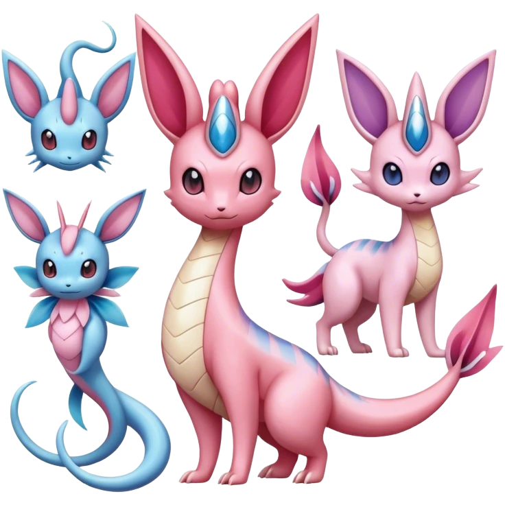 Milotic-Sylveon-Espeon-Vaporeon-Dragonair-Pokémon full body emoji