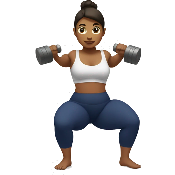 woman doing sumo squat with dumbbell emoji