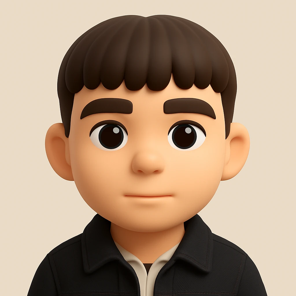 Create a plausible 3D emoji based on the provided photo. Preserve the facial details but remove any pimples and mustache. The character should be wearing a black denim jacket. The style should resemble Microsoft 3D emoji style, capturing the 3D look and feel accurately. emoji