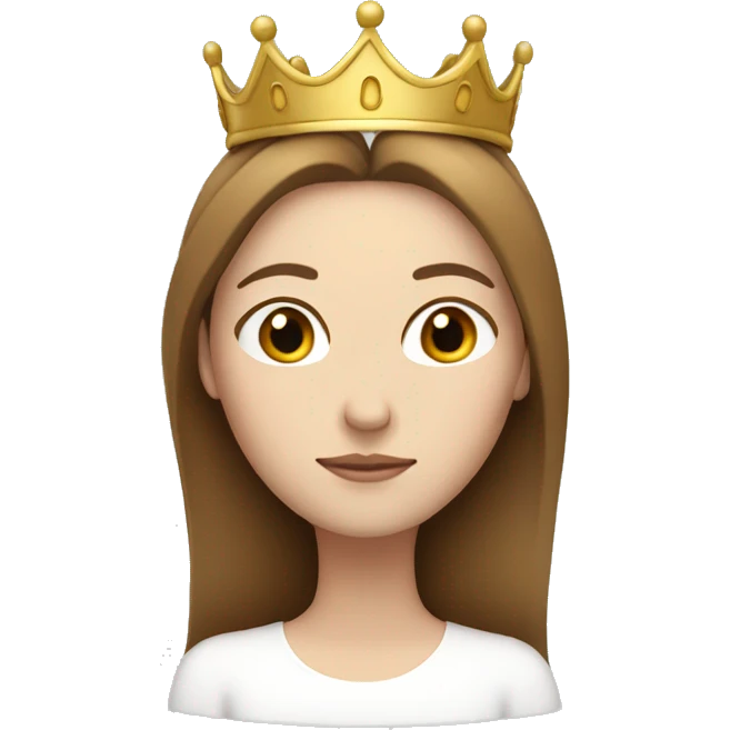 White girl with closed eyes and crown and brown hair emoji