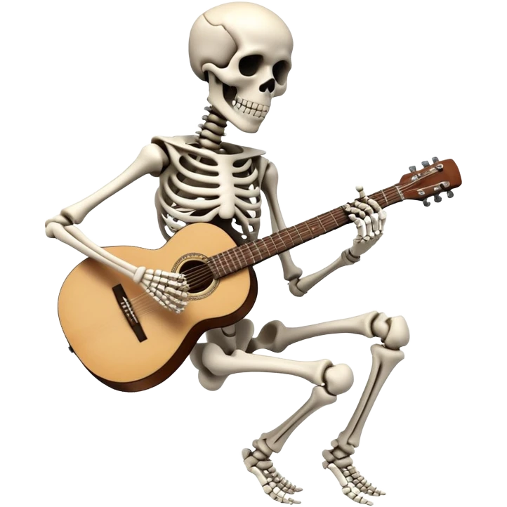 Skeleton playing guitar emoji