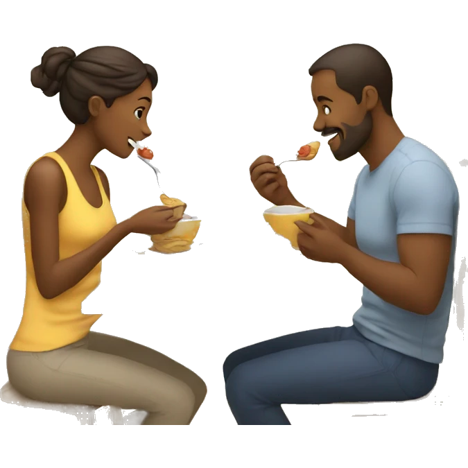 Two Parents are eating breakfast with their baby  emoji