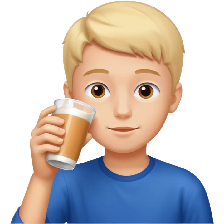 young boy drinking horlicks emoji