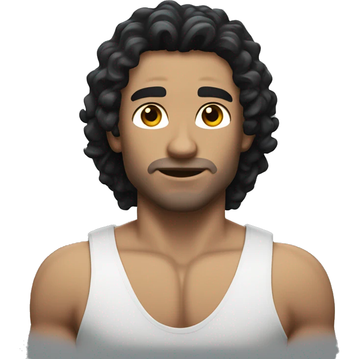 muscle curly long black hair white man emoji