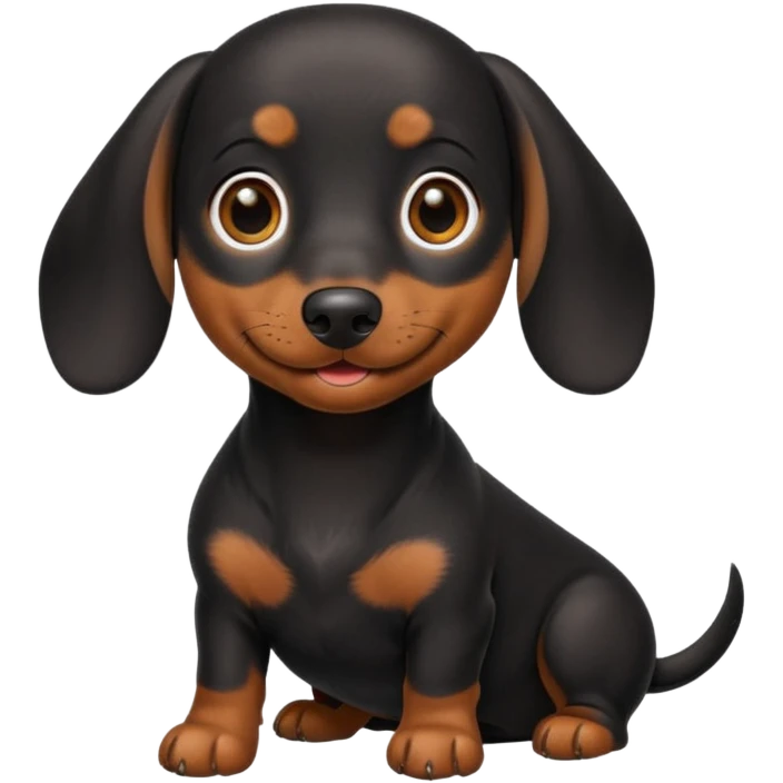 Black miniature Daschund looking happy emoji